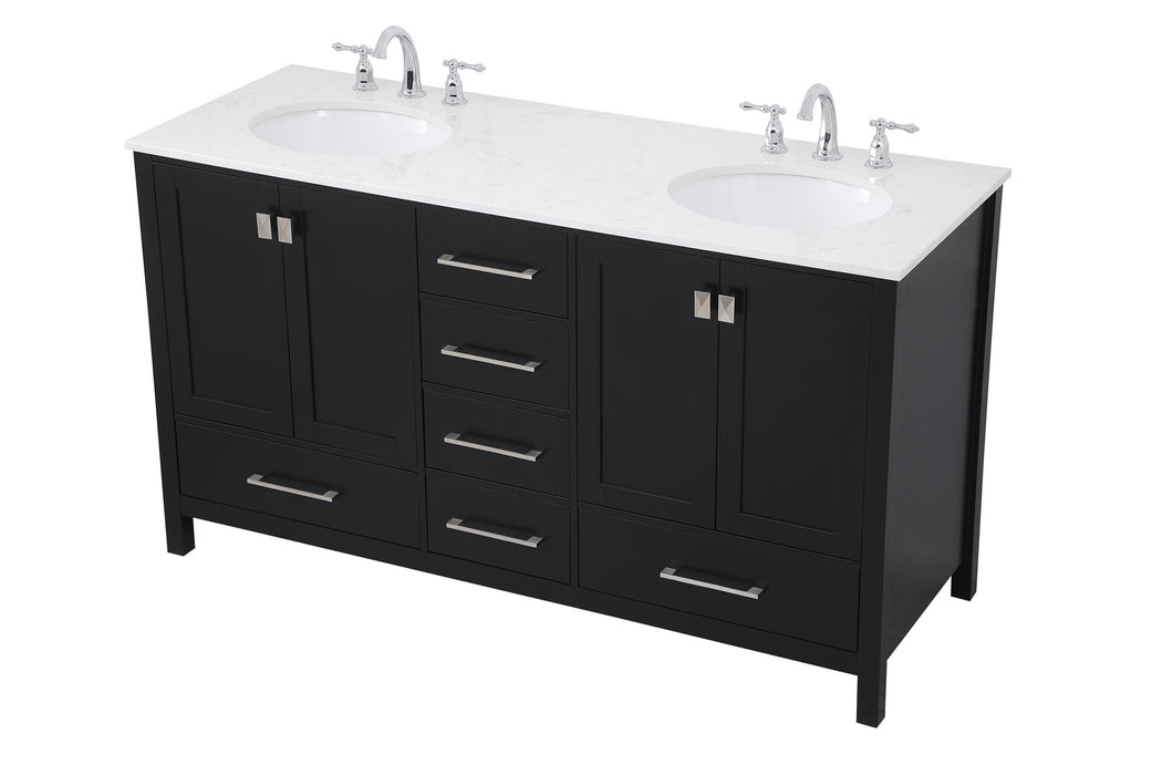 Elegant Lighting VF18860DBK Double Bathroom Vanity, Black