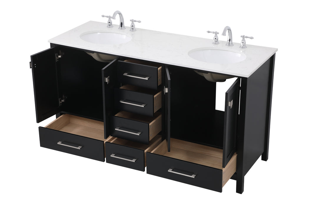Elegant Lighting VF18860DBK Double Bathroom Vanity, Black