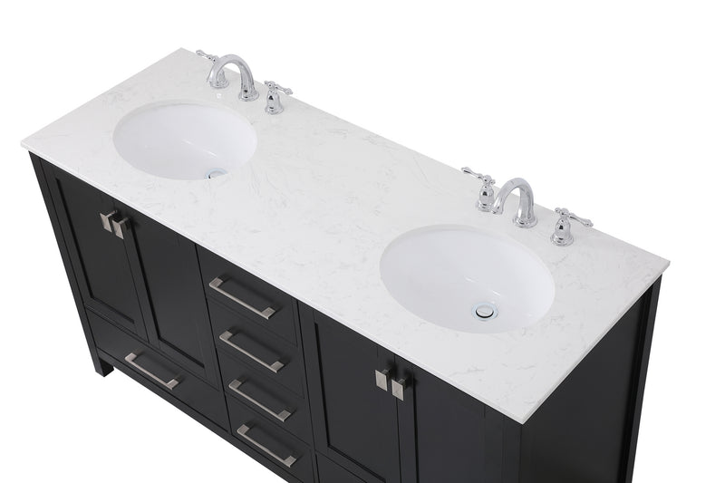 Elegant Lighting VF18860DBK Double Bathroom Vanity, Black