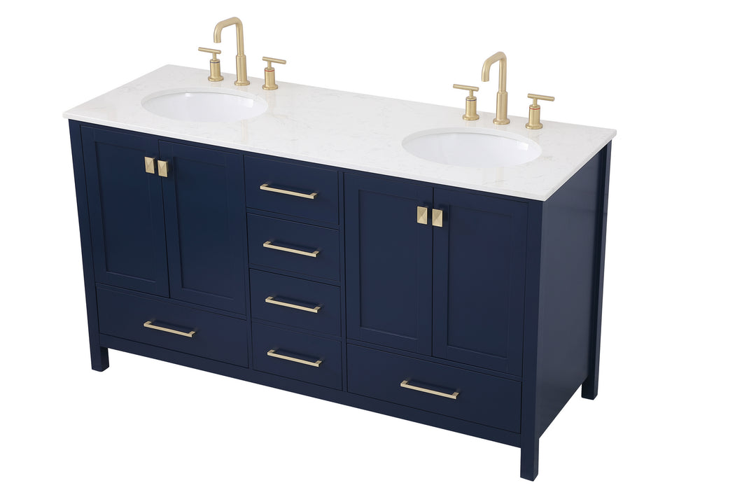 Elegant Lighting VF18860DBL Double Bathroom Vanity, Blue