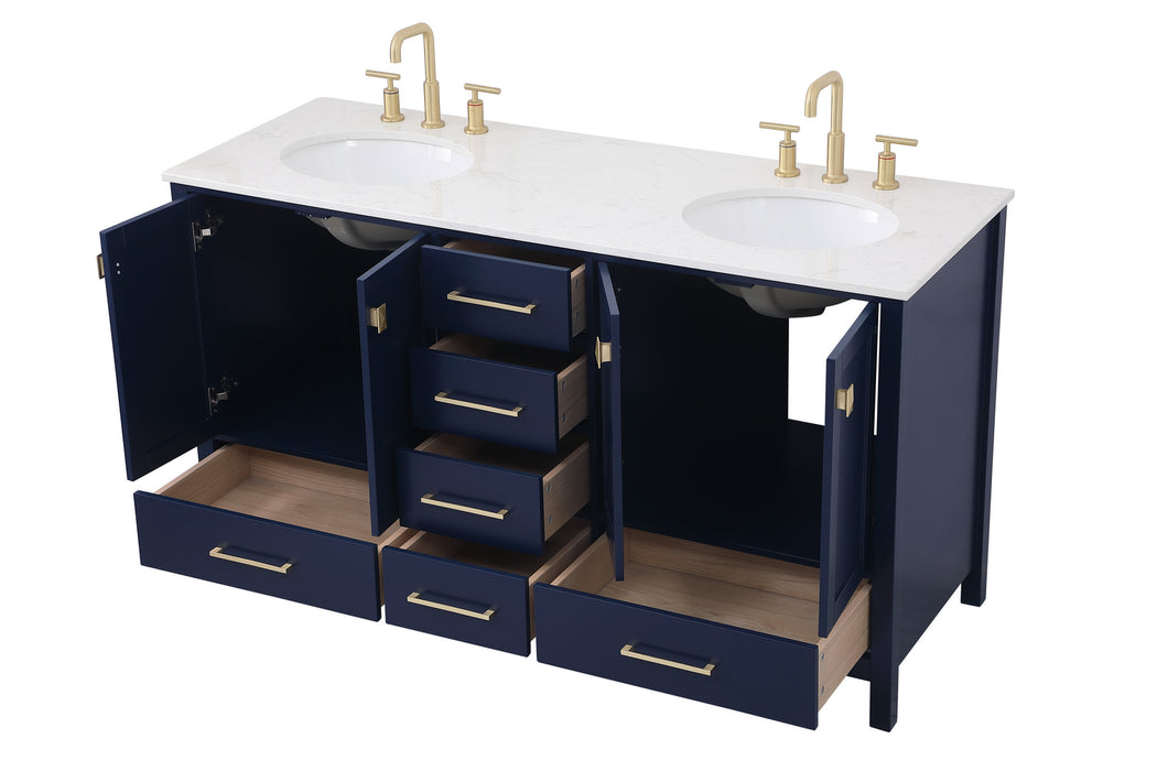 Elegant Lighting VF18860DBL Double Bathroom Vanity, Blue
