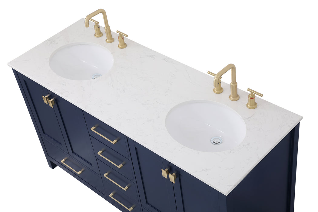 Elegant Lighting VF18860DBL Double Bathroom Vanity, Blue