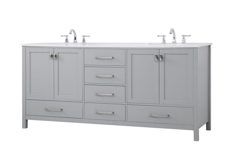 Elegant Lighting VF18872DGR Double Bathroom Vanity, Gray