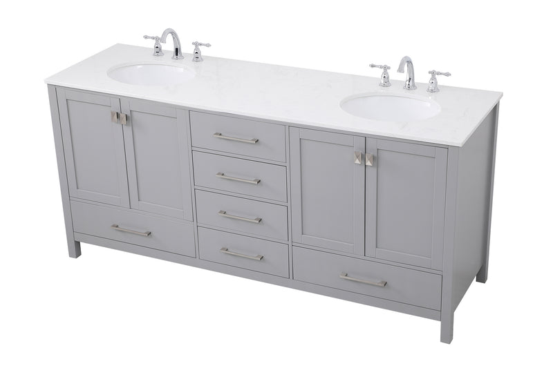Elegant Lighting VF18872DGR Double Bathroom Vanity, Gray
