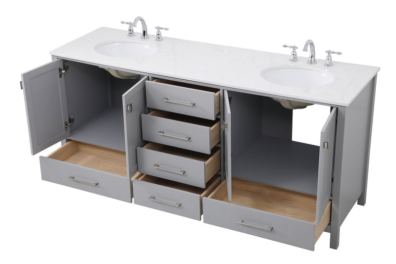 Elegant Lighting VF18872DGR Double Bathroom Vanity, Gray