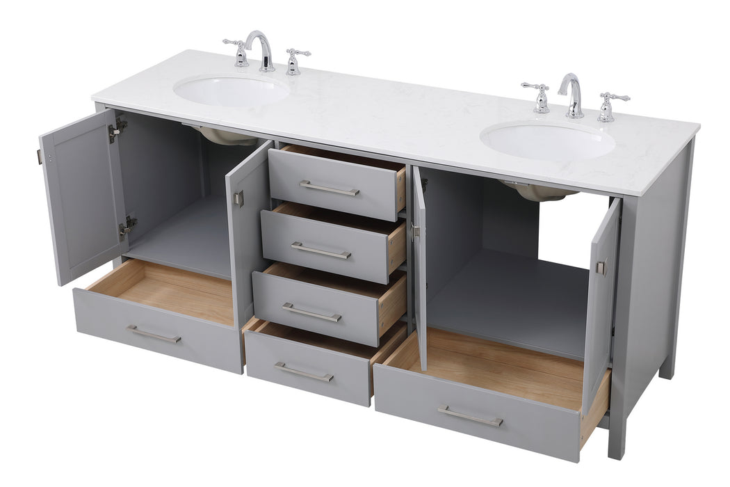 Elegant Lighting VF18872DGR Double Bathroom Vanity, Gray