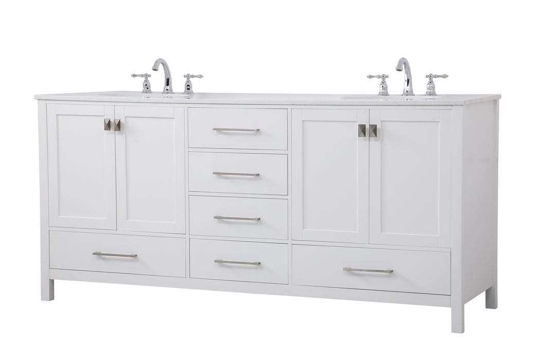 Elegant Lighting VF18872DWH Double Bathroom Vanity, White