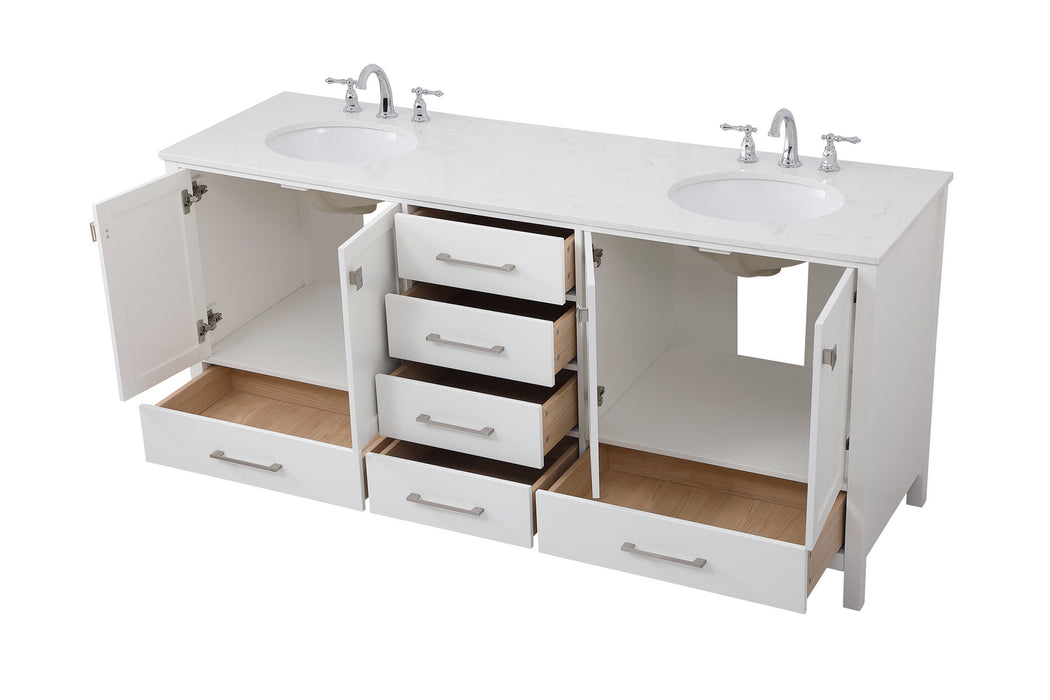 Elegant Lighting VF18872DWH Double Bathroom Vanity, White