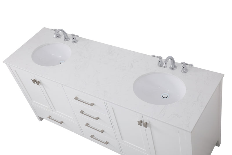 Elegant Lighting VF18872DWH Double Bathroom Vanity, White