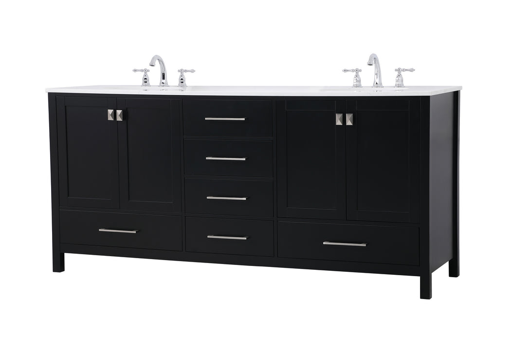 Elegant Lighting VF18872DBK Double Bathroom Vanity, Black