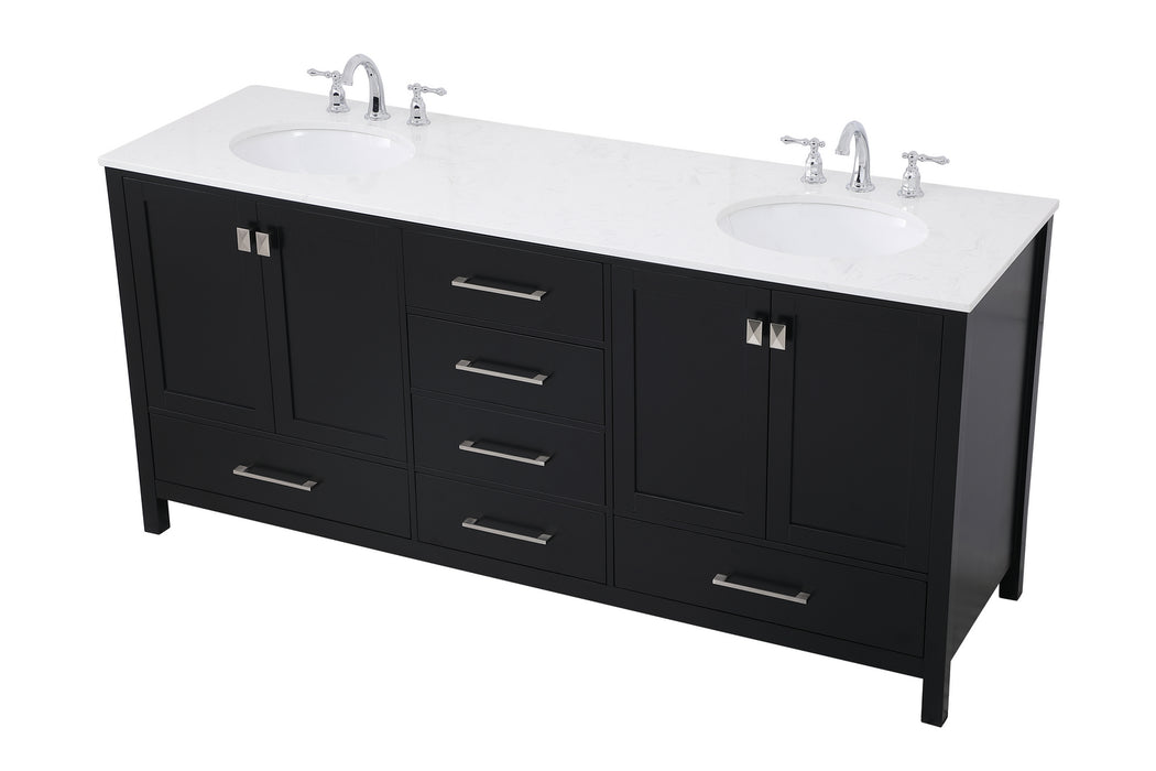 Elegant Lighting VF18872DBK Double Bathroom Vanity, Black
