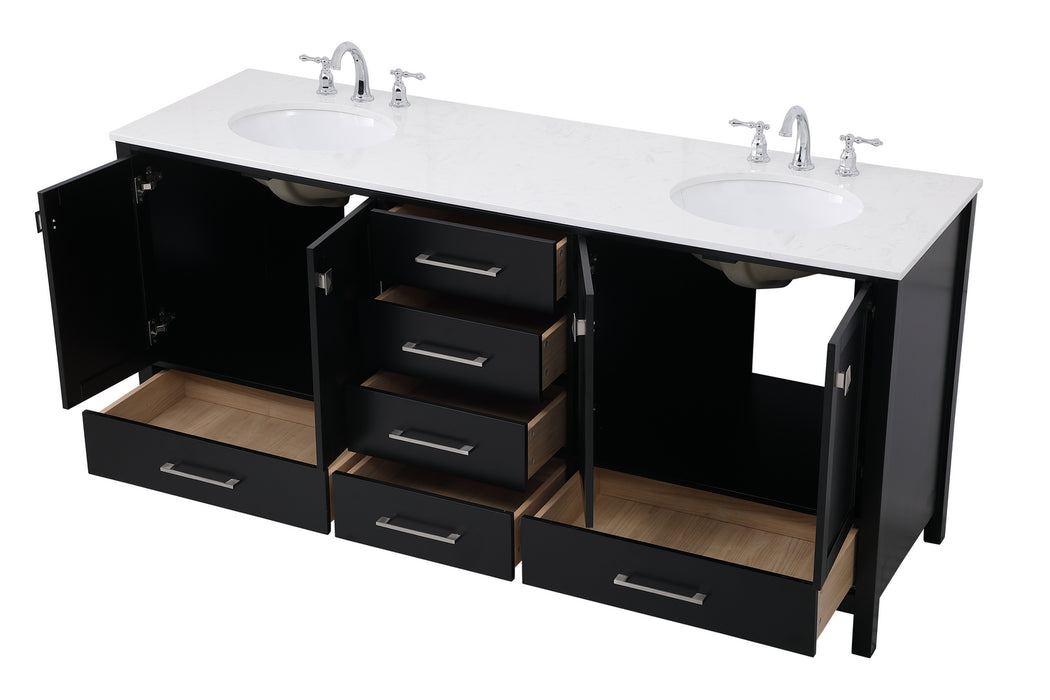 Elegant Lighting VF18872DBK Double Bathroom Vanity, Black