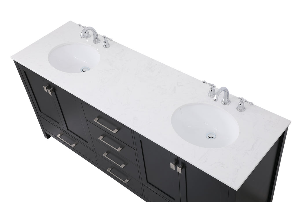 Elegant Lighting VF18872DBK Double Bathroom Vanity, Black