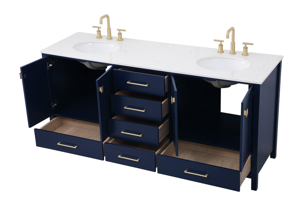 Elegant Lighting VF18872DBL Double Bathroom Vanity, Blue