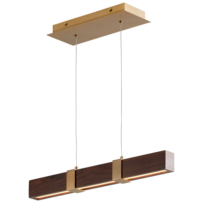 Oxygen 3-24-2440 LED Pendant, Aged Brass W/ Walnut