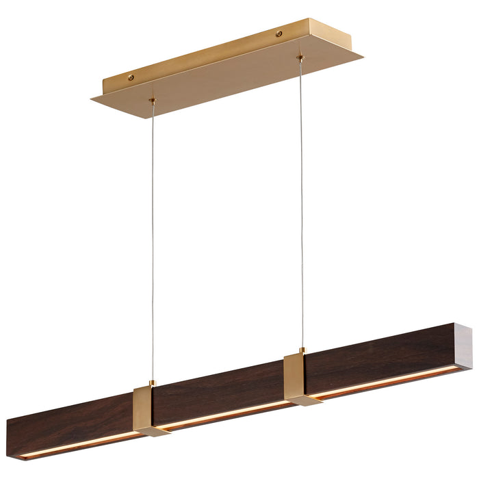 Oxygen 3-36-2440 LED Pendant, Aged Brass W/ Walnut