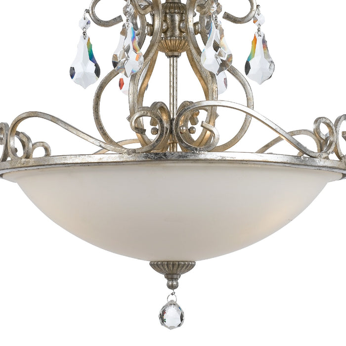 Crystorama 5010-OS-CL-S Three Light Semi Flush Mount, Olde Silver