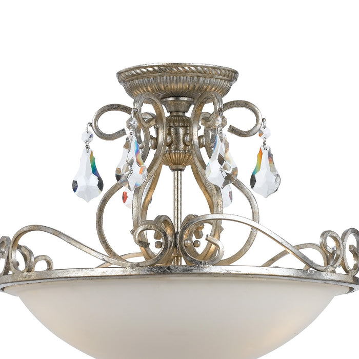 Crystorama 5010-OS-CL-S Three Light Semi Flush Mount, Olde Silver