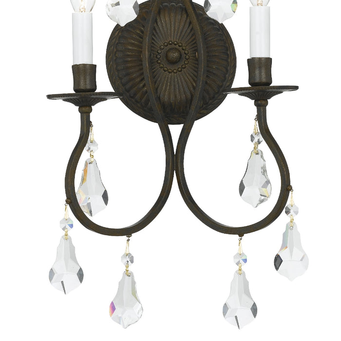 Crystorama 5012-EB-CL-S Two Light Wall Sconce, English Bronze