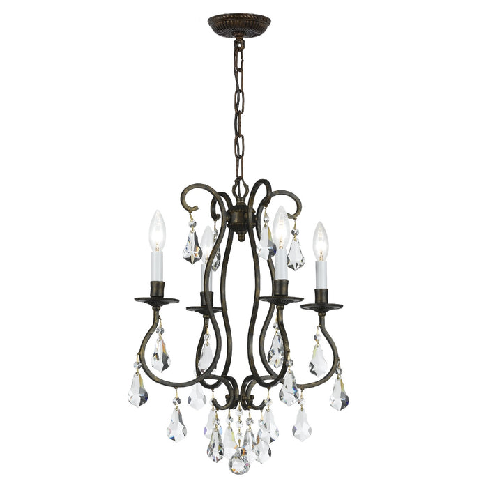 Crystorama 5014-EB-CL-S Four Light Mini Chandelier, English Bronze