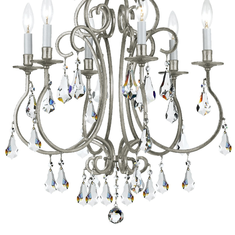 Crystorama 5016-OS-CL-S Six Light Chandelier, Olde Silver
