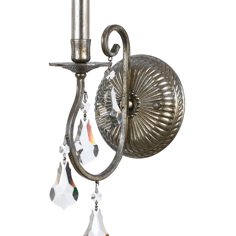 Crystorama 5011-OS-CL-S One Light Wall Sconce, Olde Silver