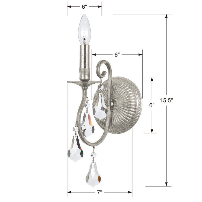 Crystorama 5011-OS-CL-S One Light Wall Sconce, Olde Silver