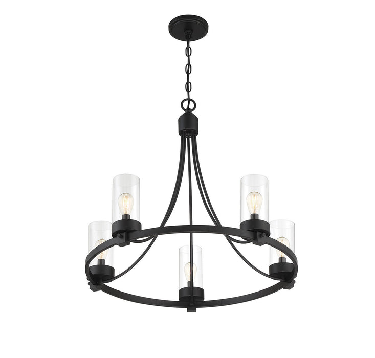 Meridian M10018MBK Five Light Chandelier, Matte Black