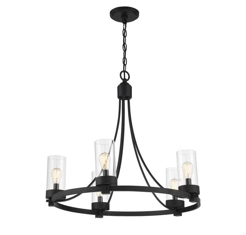 Meridian M10018MBK Five Light Chandelier, Matte Black