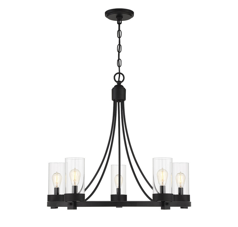 Meridian M10018MBK Five Light Chandelier, Matte Black