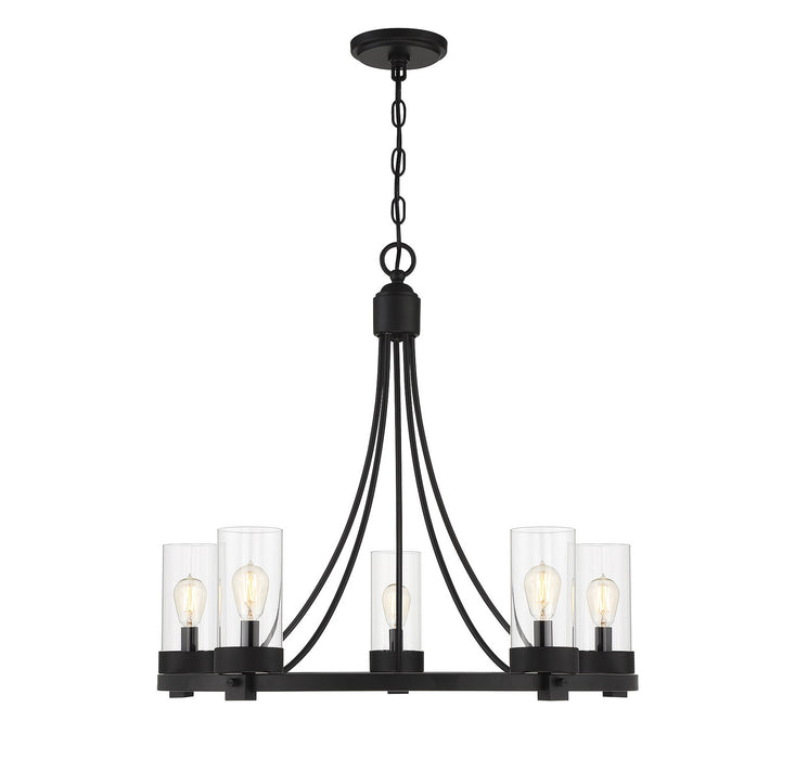 Meridian M10018MBK Five Light Chandelier, Matte Black