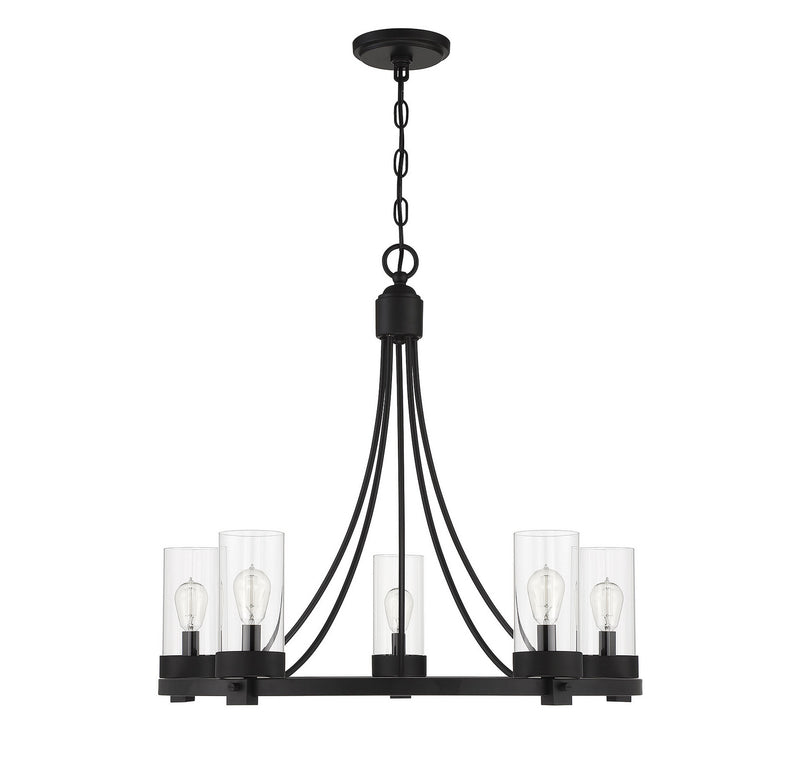 Meridian M10018MBK Five Light Chandelier, Matte Black