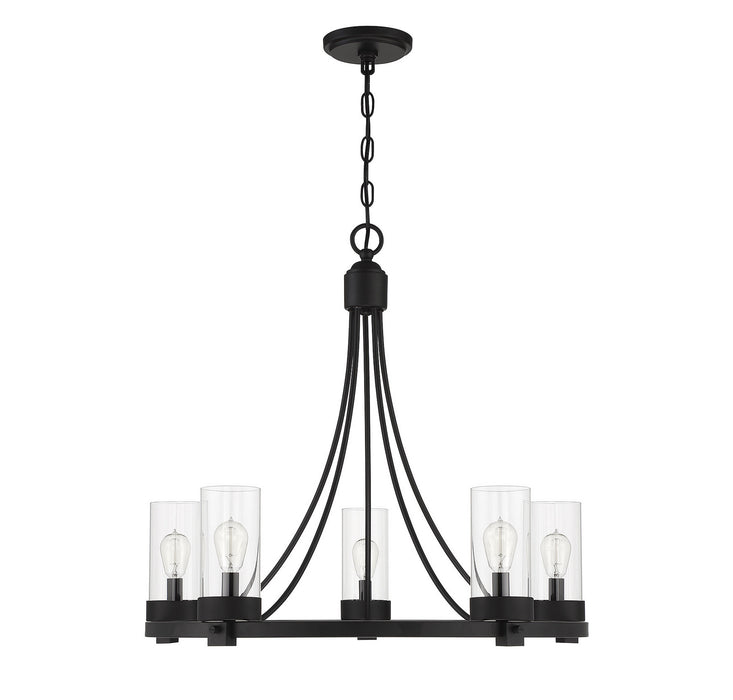 Meridian M10018MBK Five Light Chandelier, Matte Black