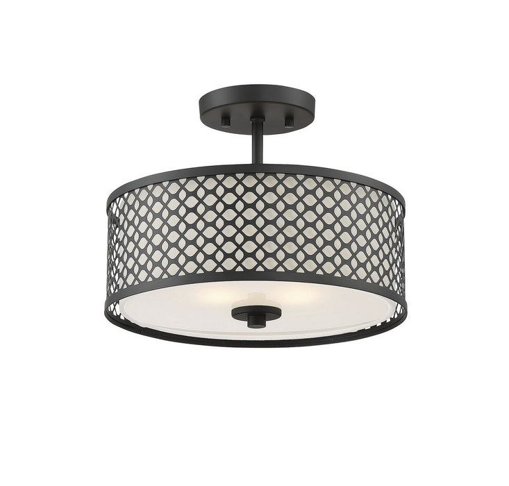 Meridian M60016MBK Two Light Semi-Flush Mount, Matte Black