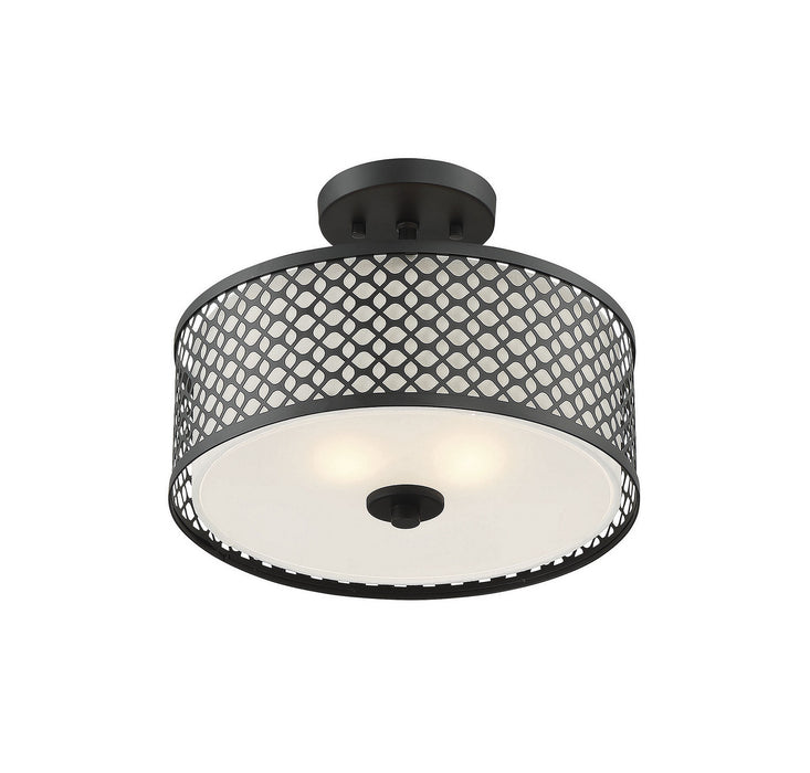 Meridian M60016MBK Two Light Semi-Flush Mount, Matte Black