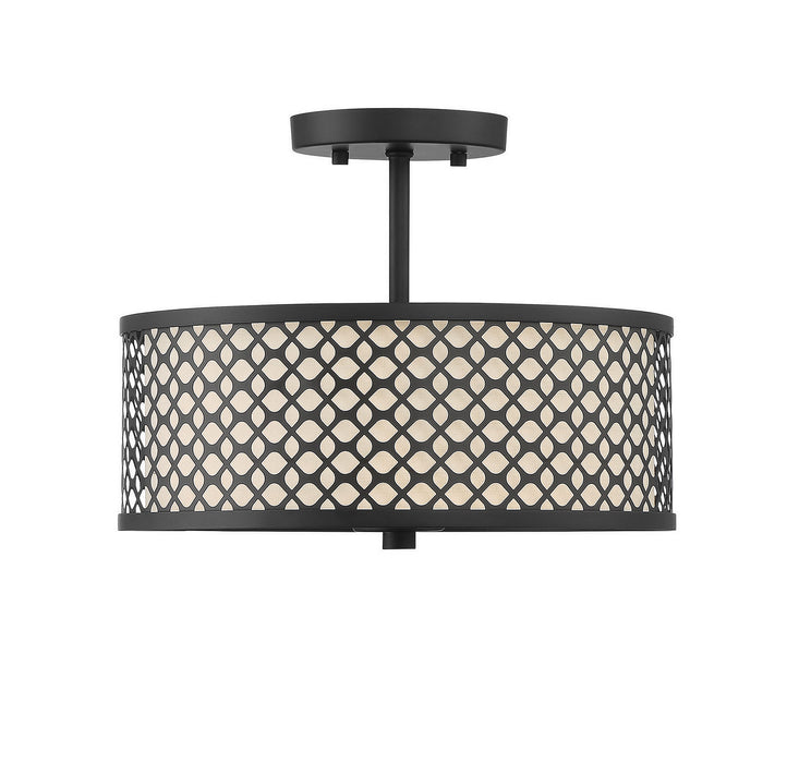 Meridian M60016MBK Two Light Semi-Flush Mount, Matte Black