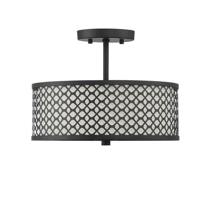 Meridian M60016MBK Two Light Semi-Flush Mount, Matte Black