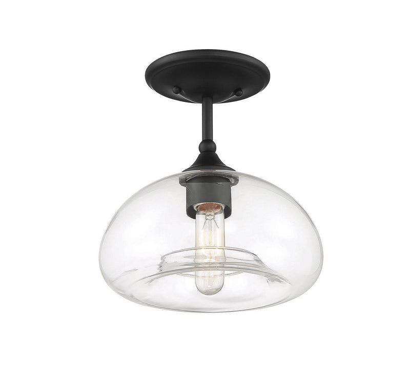 Meridian M60017MBK One Light Semi-Flush Mount, Matte Black