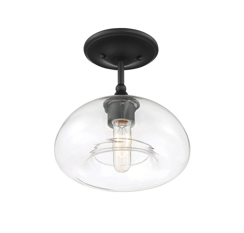 Meridian M60017MBK One Light Semi-Flush Mount, Matte Black
