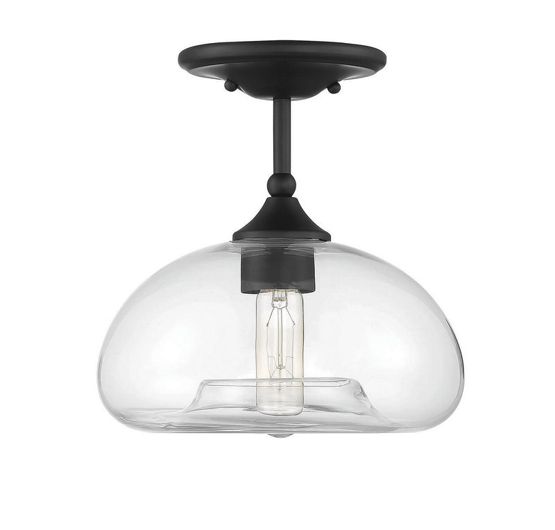 Meridian M60017MBK One Light Semi-Flush Mount, Matte Black