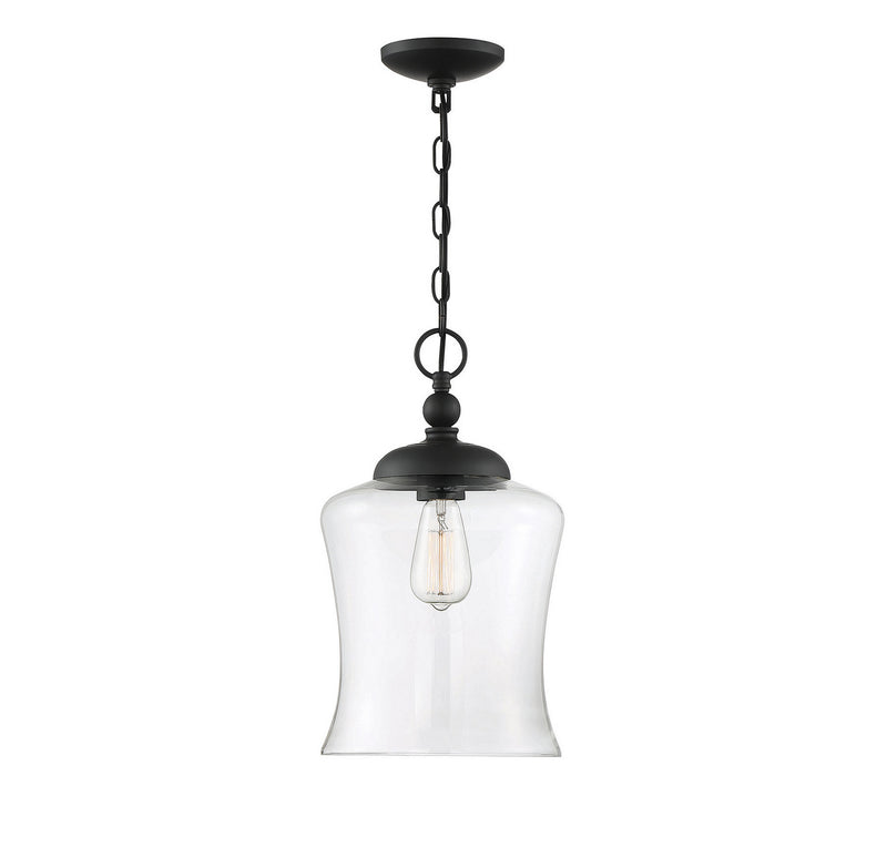 Meridian M70019MBK One Light Pendant, Matte Black