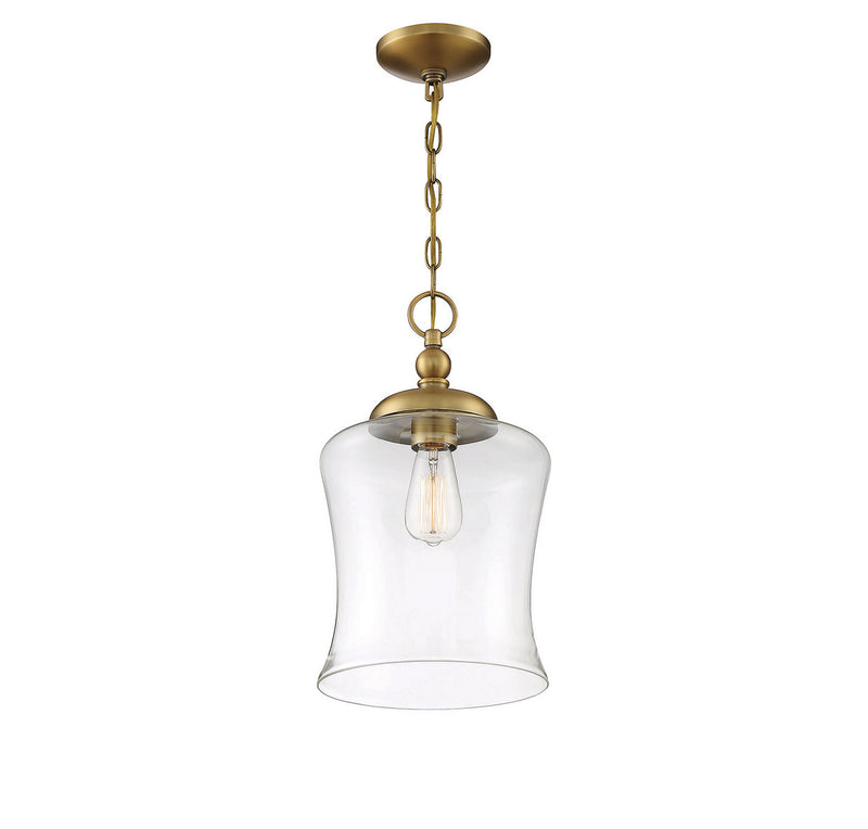 Meridian M70019NB One Light Pendant, Natural Brass
