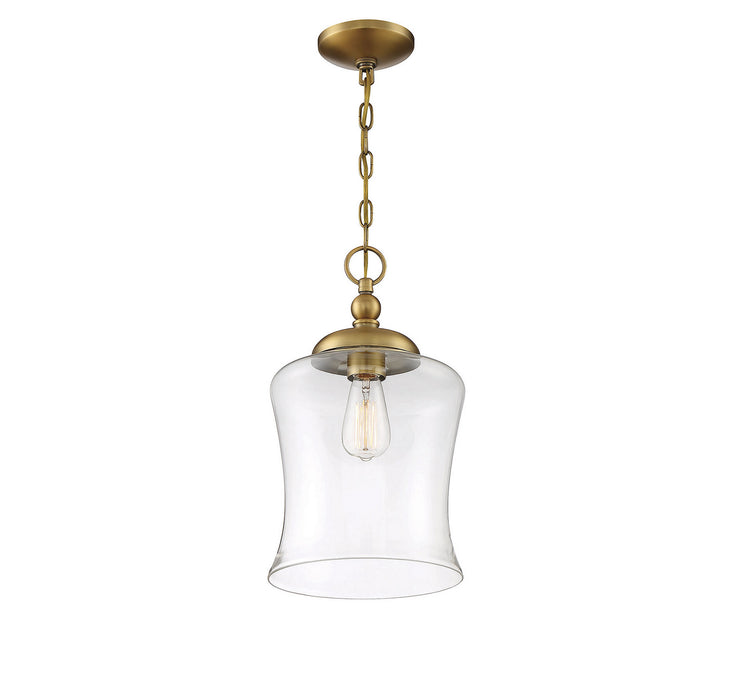 Meridian M70019NB One Light Pendant, Natural Brass