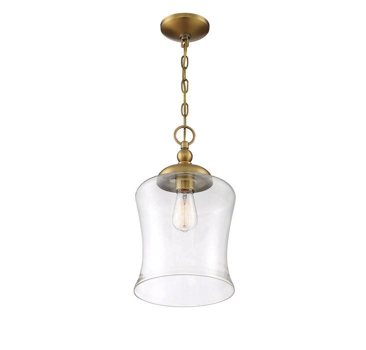 Meridian M70019NB One Light Pendant, Natural Brass