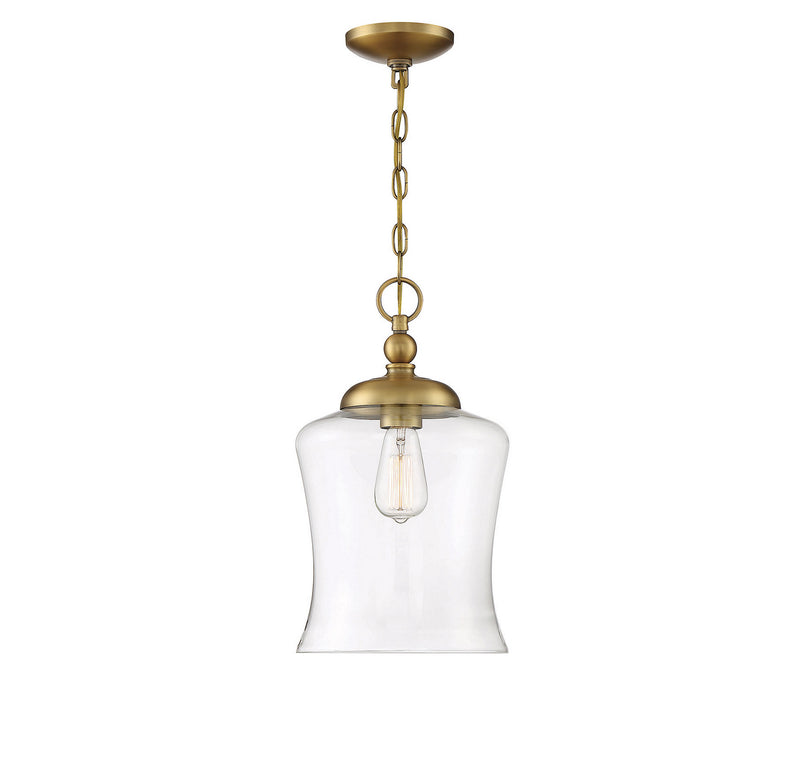 Meridian M70019NB One Light Pendant, Natural Brass
