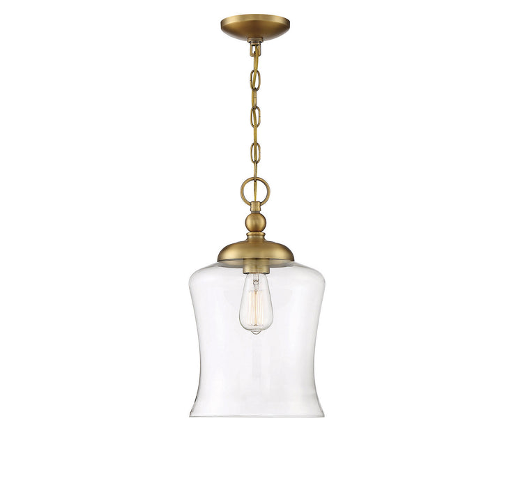 Meridian M70019NB One Light Pendant, Natural Brass