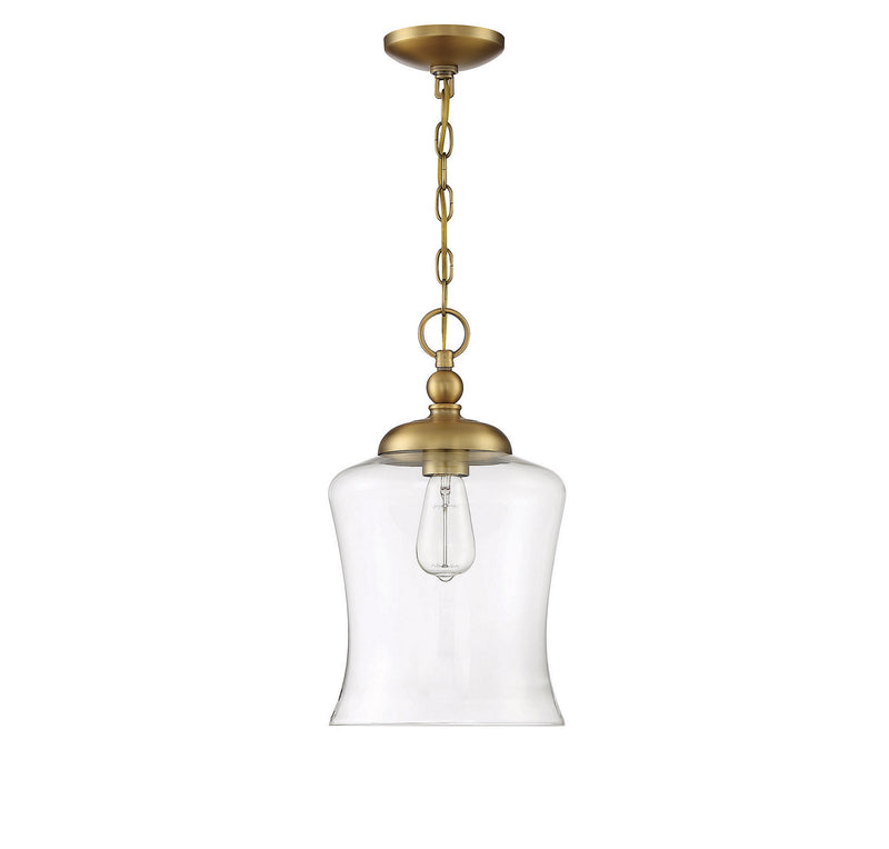 Meridian M70019NB One Light Pendant, Natural Brass