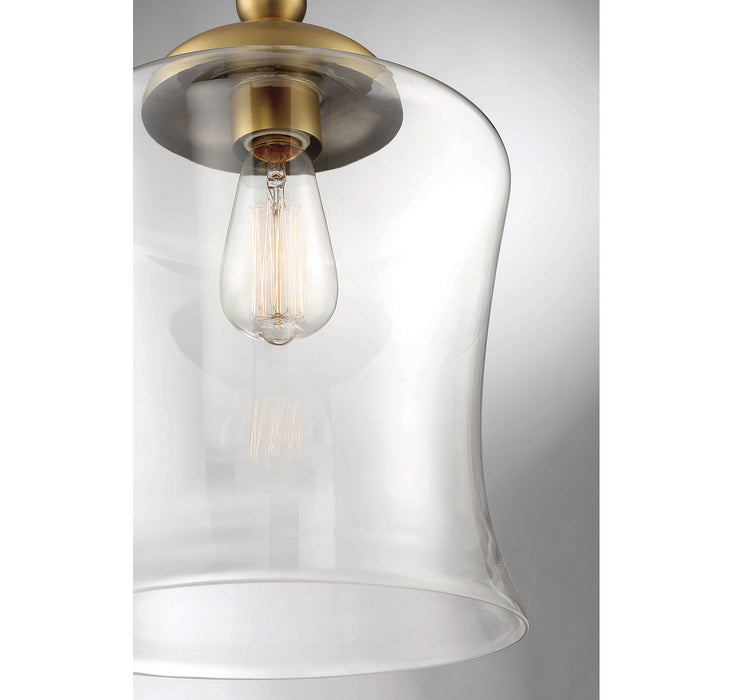 Meridian M70019NB One Light Pendant, Natural Brass