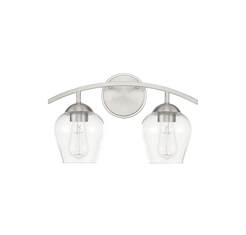 Meridian M80031BN Two Light Bathroom Vanity Light, Brushed Nickel