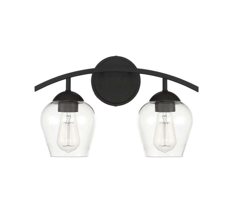 Meridian M80031MBK Two Light Bathroom Vanity Light, Matte Black